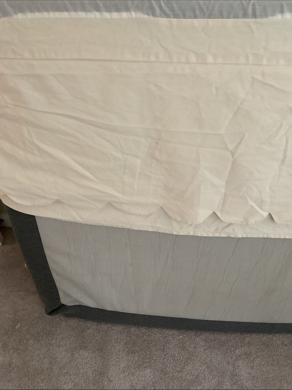 Ballard Designs Pale Yellow Scalloped King Bed skirt